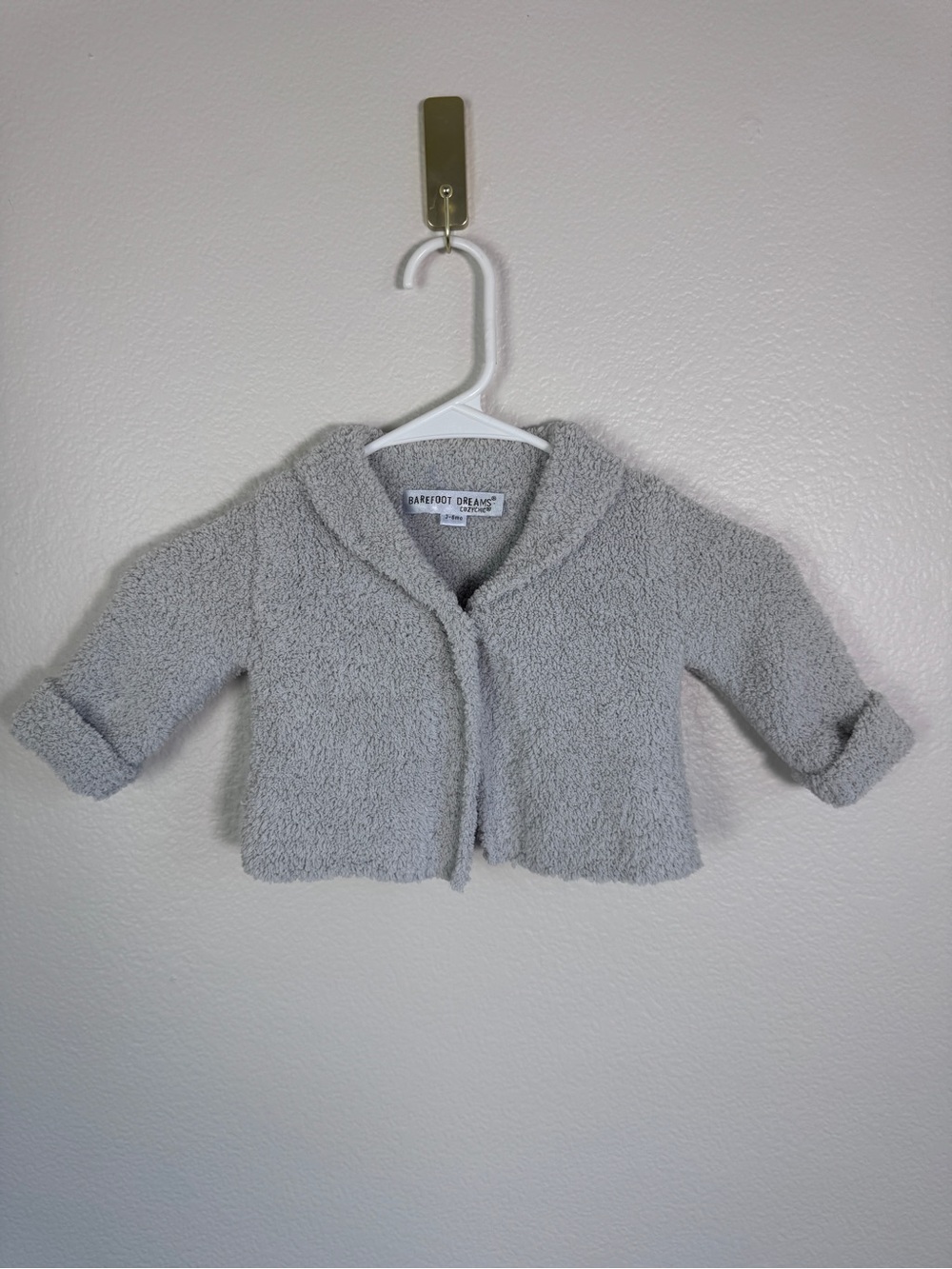 Barefoot Dreams Cardigan Sweater 3-6 Months Gray Cozy Chic Soft Teddy Baby